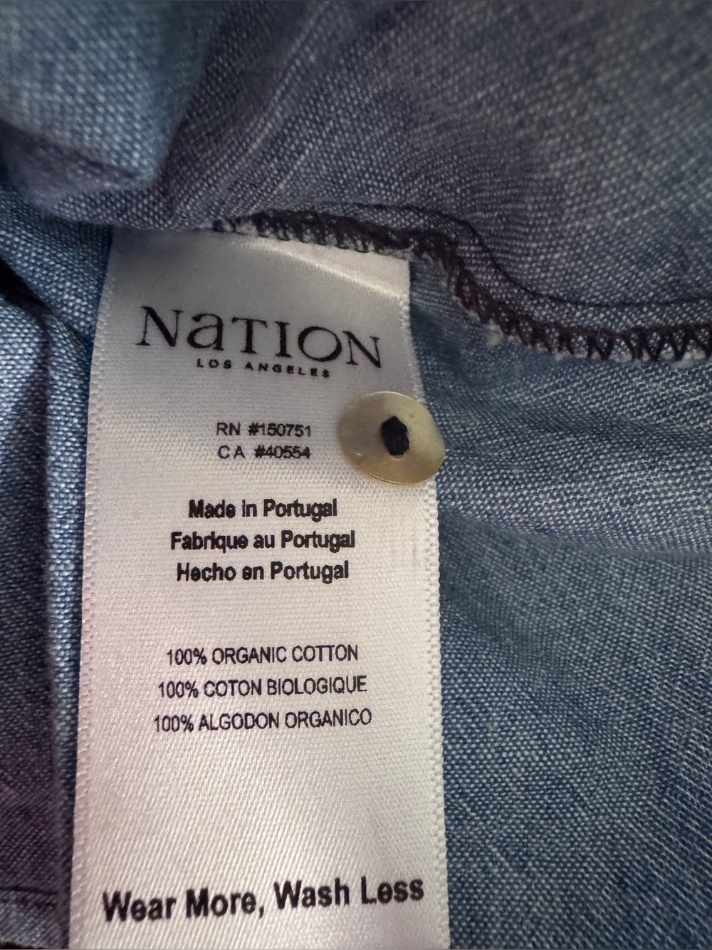 Nation LTD Cecily Blue Chambray Puff Sleeve Organic Cotton Top S - Picture 10 of 14